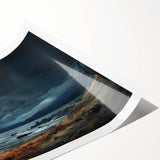 Colorful landscape wall art print showcasing vibrant skies and abstract designs, rolled and ready for framing, perfect for modern home decor.