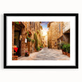 Framed black wall art featuring a modern cityscape design with a white mat, perfect for home decor. Ideal for adding a stylish touch to any living space.