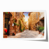 Rolled print showcasing vibrant street landscape design with colorful abstract elements, ideal for modern home decor, packaged securely for delivery.