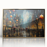 Framed acrylic wall art showcasing a vibrant landscape design with gold accents, perfect for modern home decor. Ideal for enhancing living spaces with elegance.