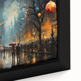 Framed canvas artwork showcasing a vibrant street landscape design, featuring intricate details and rich colors, perfect for modern home decor.