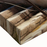 Close-up of a vibrant stretched canvas showcasing a stunning abstract landscape design, featuring rich colors and intricate details, ideal for modern home decor.