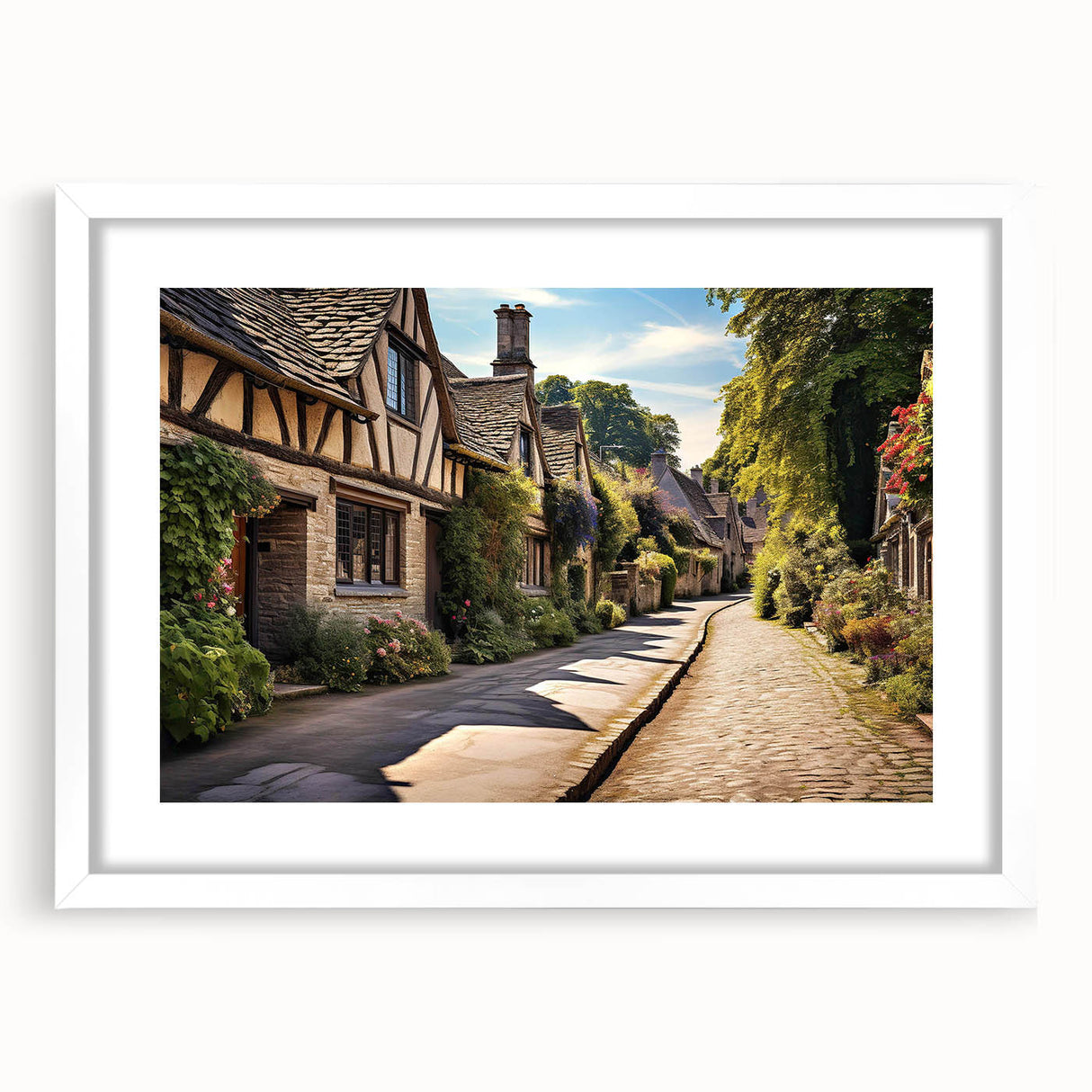 Framed wall art collection showcasing a vibrant landscape design in a white mat, perfect for home decor. Ideal for adding color and style to any room.