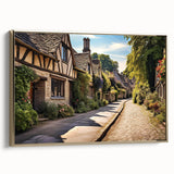 Framed canvas wall art showcasing a stunning landscape design with vibrant colors and intricate details, featuring a sleek gold frame and side view display, perfect for enhancing home decor.