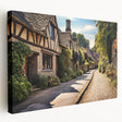 Stretched canvas wall art showcasing a vibrant street landscape design, featuring bold colors and intricate details, perfect for modern home decor.