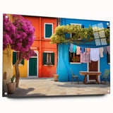 Acrylic glass wall art collection showcasing vibrant landscape and street design, highlighting intricate details with decorative pins, ideal for modern decor.