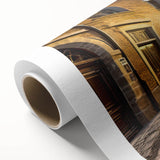 Rolled canvas showcasing a vibrant street landscape art design, featuring colorful buildings and urban elements, expertly crafted for wall décor.