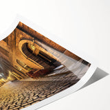 Rolled print of a vibrant landscape street design wall art collection featuring colorful abstract elements and patterns, ideal for home decor enhancement.