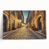Stretched canvas wall art showcasing a vibrant landscape design with colorful streets and greenery, perfect for modern home decor. Ideal for enhancing living spaces.