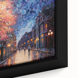 Framed canvas wall art showcasing a vibrant street landscape design with intricate details and rich colors, perfect for modern home decor and art enthusiasts.
