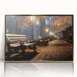 Framed wall art featuring a stunning landscape design with vibrant colors and intricate details, accented by a sleek gold frame, perfect for home decor.