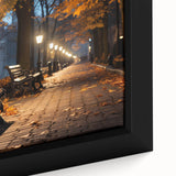 Close-up of a framed canvas wall art piece showcasing a vibrant cityscape design, featuring intricate details and bright colors, ideal for modern home decor. This artwork adds a contemporary touch to any living space, enhancing ambiance with its urban aesthetic.