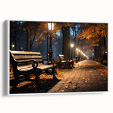 Framed canvas wall art showcasing a vibrant street landscape design, featuring bold colors and intricate details, presented in a stylish white frame for modern decor.