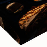 Close-up of a stretched canvas showcasing an abstract landscape design with vibrant colors and intricate details, perfect for modern home decor. This artwork adds a dynamic touch to any interior space, enhancing aesthetic appeal.