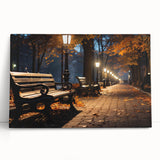 Stretched canvas art piece showcasing a vibrant city street landscape with detailed architecture and colorful buildings, perfect for modern home decor.