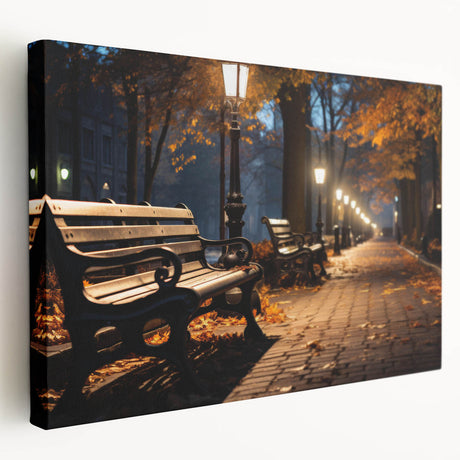 Stretched canvas wall art showcasing a vibrant city street landscape design, featuring rich colors and intricate details, ideal for modern home decor.