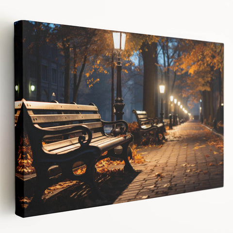 Stretched canvas wall art showcasing a vibrant city street landscape design, featuring rich colors and intricate details, ideal for modern home decor.
