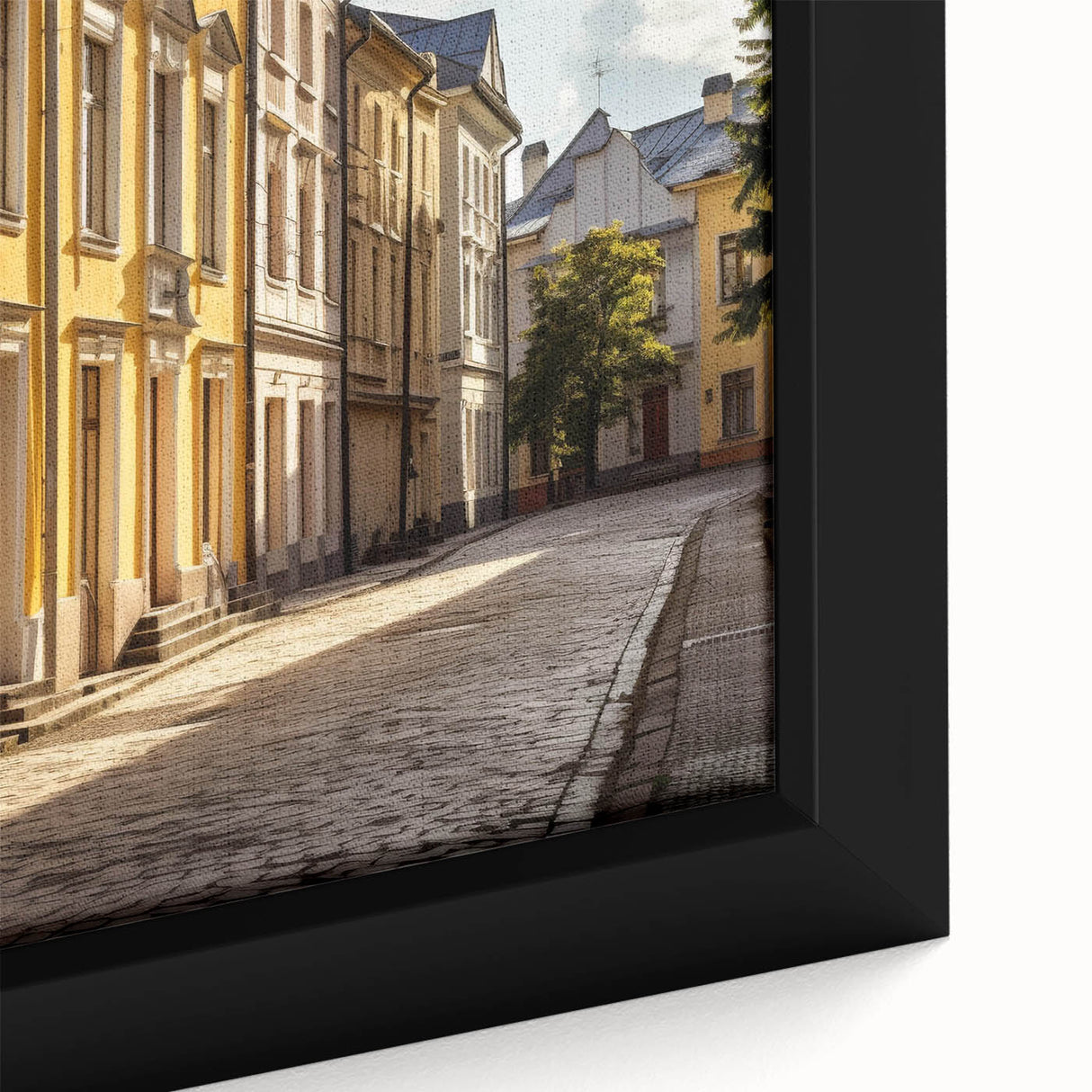 Framed canvas wall art showcasing a vibrant landscape design with intricate details, displayed against a neutral background, ideal for modern home decor.
