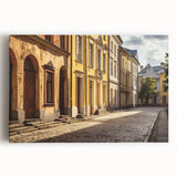 Stretched canvas art showcasing a vibrant landscape scene with colorful streets, ideal for modern home decor. Perfect for adding a touch of creativity to any room.