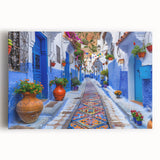 Vibrant urban landscape wall art collection featuring a stunning city street scene, printed on stretched canvas, perfect for modern home décor.