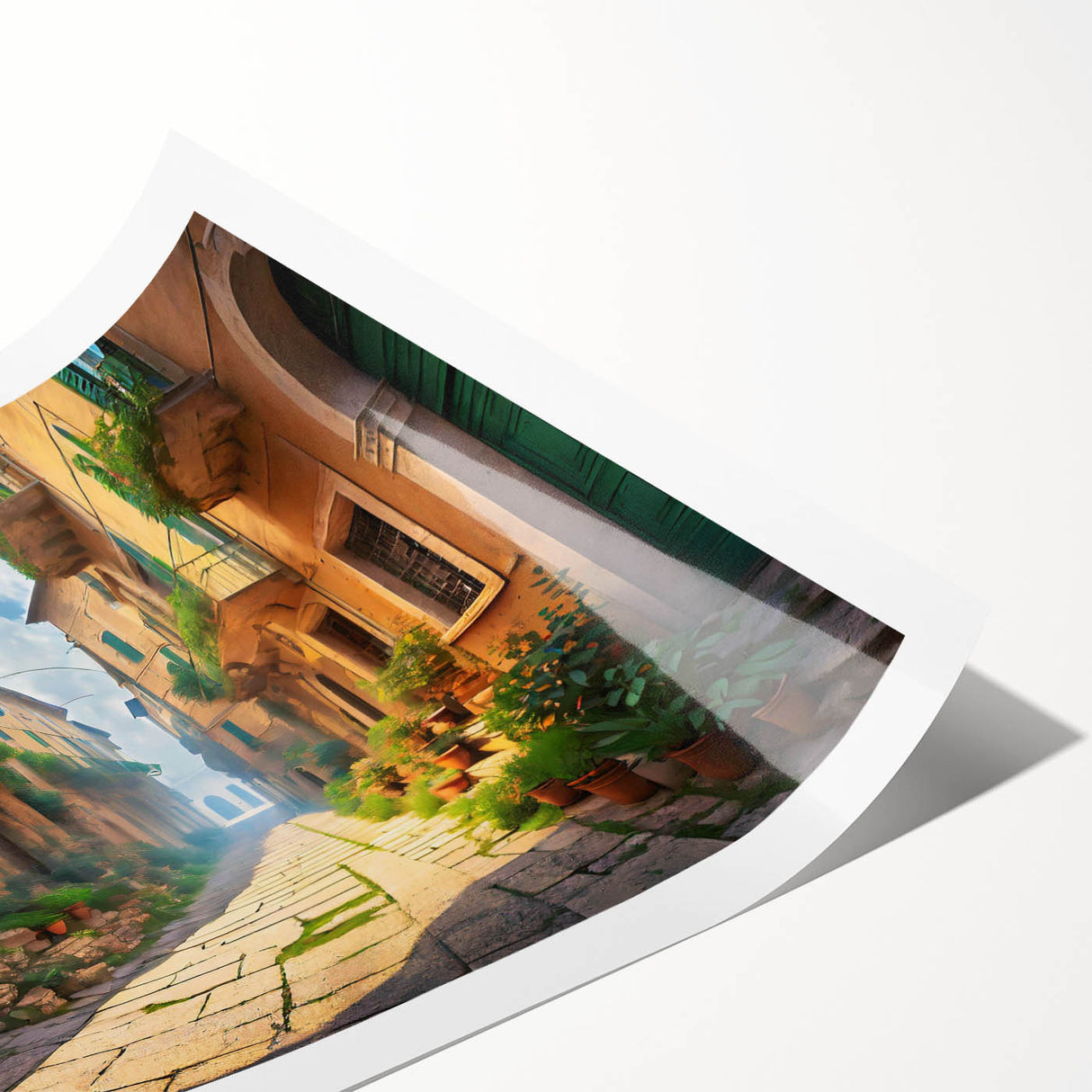 Rolled print showcasing a vibrant abstract landscape design with rich colors, perfect for modern home decor. Packaged securely in a protective tube for safe delivery.