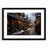 Framed black wall art showcasing a vibrant landscape street design, featuring intricate details and a modern aesthetic, perfect for home decor enhancement.