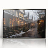 Framed wall art featuring a modern landscape design with vibrant colors and intricate details, set in a sleek silver frame that enhances its contemporary aesthetic.