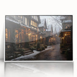 Framed wall art from the Landscapes Streets Design collection, showcasing vibrant street scenes in rich colors, set in a sleek white frame, perfect for modern decor.