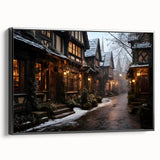 Framed canvas wall art showcasing a modern landscape design with vibrant colors, displayed in a sleek black frame, perfect for contemporary home decor.