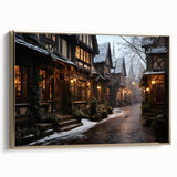 Framed canvas wall art from the "Landscapes & Streets" collection, showcasing a vibrant urban scene with gold accents, ideal for modern home decor.