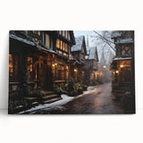 Stretched canvas wall art of a vibrant landscape design, showcasing a colorful street scene with abstract elements, perfect for modern home decor.