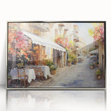 Framed acrylic wall art collection showcasing a vibrant cityscape design in silver tones, ideal for modern home decor, enhancing living spaces with urban elegance.