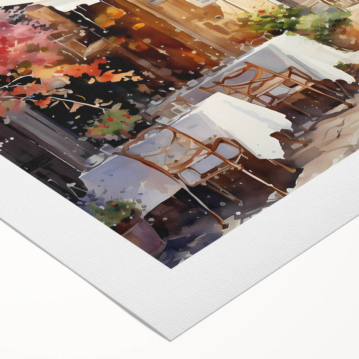 Vibrant rolled canvas print showcasing a colorful street landscape design, perfect for home decor, featuring urban elements and artistic flair. Packaged securely in a durable tube for safe delivery.