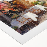Vibrant rolled canvas print showcasing a colorful street landscape design, perfect for home decor, featuring urban elements and artistic flair. Packaged securely in a durable tube for safe delivery.