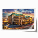 Vibrant rolled wall art print showcasing a scenic urban landscape design with rich colors and intricate details, perfect for home decor or office art display.