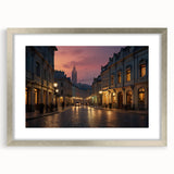 Framed silver wall art piece showcasing a modern landscape design, featuring vibrant colors and intricate details, ideal for enhancing home decor aesthetics.