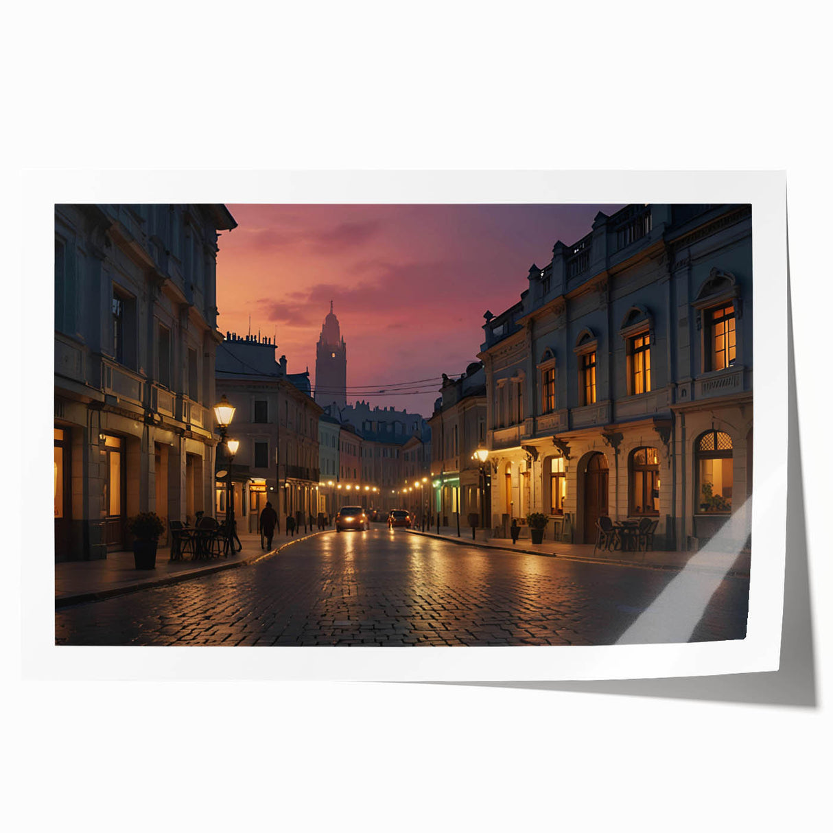 Abstract landscape wall art print showcasing vibrant colors and geometric shapes, rolled and packaged in a protective tube for easy handling and display.