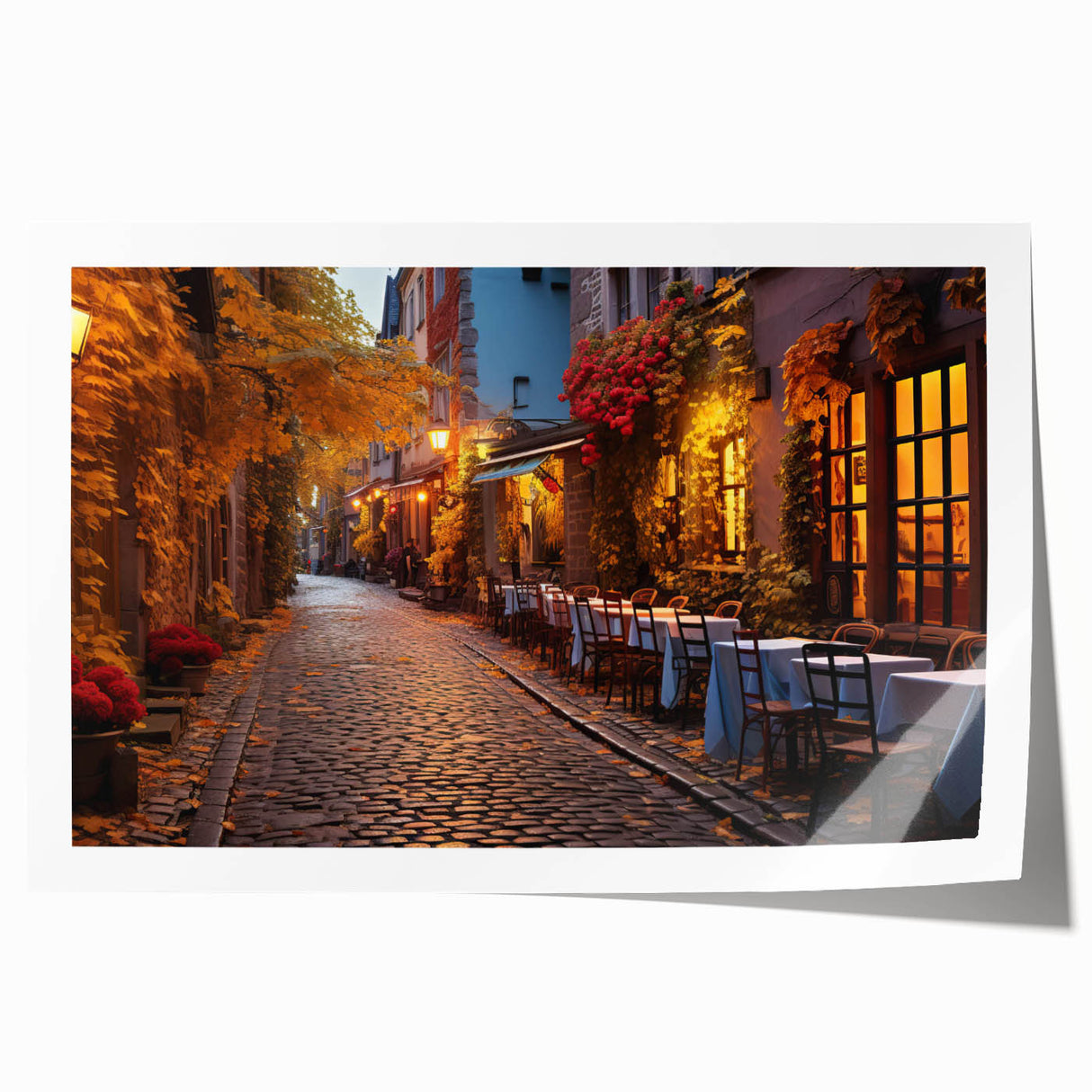 Abstract wall art print showcasing vibrant landscapes and streets in a contemporary design, rolled for easy transport and display, perfect for modern home decor.