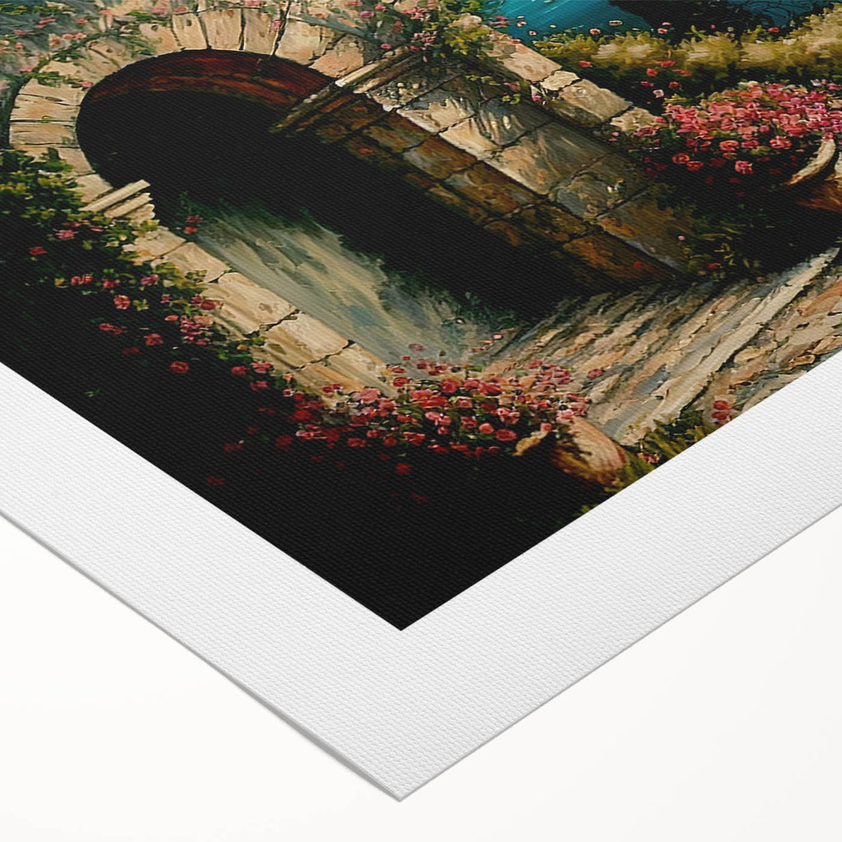 Rolled canvas featuring a vibrant street landscape design, showcasing colorful urban elements and textures, perfect for modern home decor. Packaged securely in a sturdy cardboard tube for safe delivery.