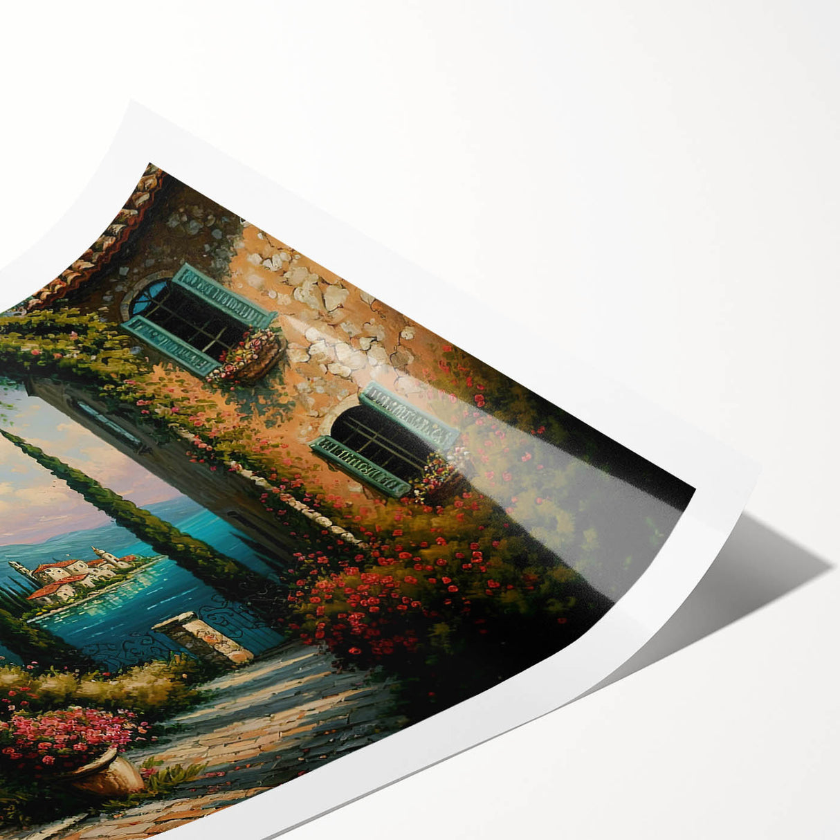 Rolled print showcasing a vibrant abstract cityscape design in bold colors, ideal for modern home decor, elegantly packaged in a protective tube.