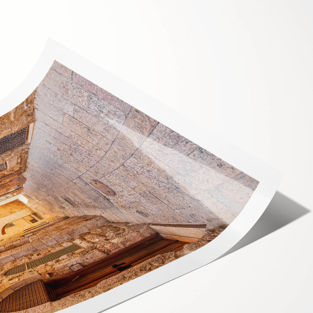 Rolled print showcasing a vibrant abstract landscape design, featuring bold colors and dynamic shapes, perfect for modern home decor. Packaged securely in a cardboard tube for safe shipping.