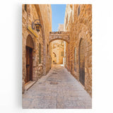 Stretched canvas wall art featuring a vibrant landscape design with urban street elements, ideal for modern home decor. The artwork showcases bold colors and intricate details, creating a striking focal point for any room, enhancing the aesthetic appeal of contemporary interiors.