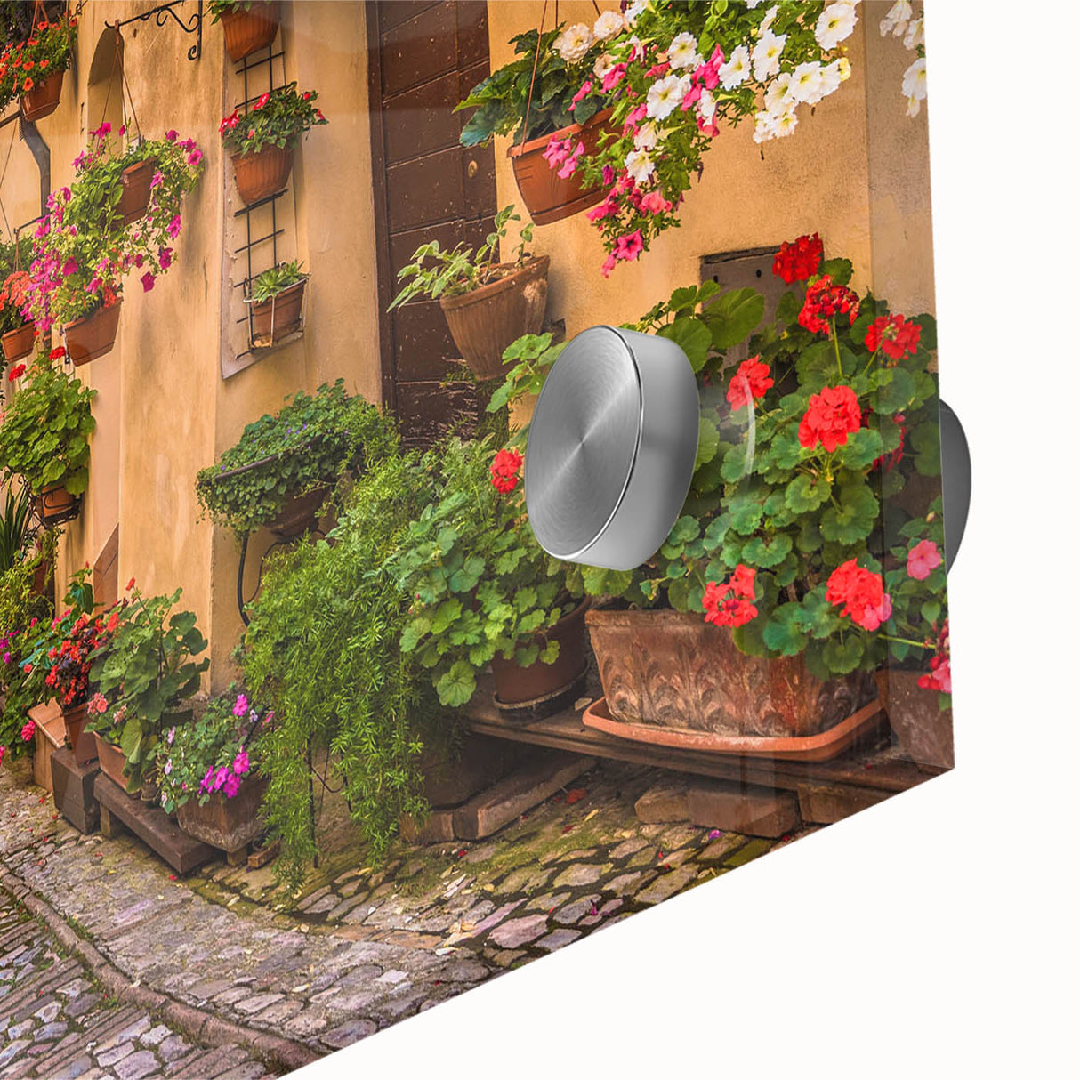 Close-up of a modern acrylic wall art piece showcasing vibrant street designs, featuring bold colors and intricate details, perfect for contemporary home decor.
