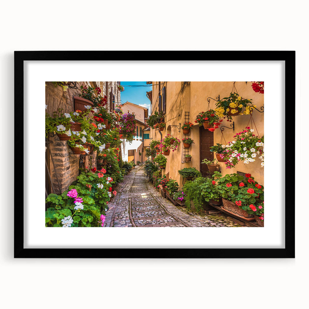 Black-framed wall art featuring a stunning landscape design, showcasing vibrant colors and intricate details, perfect for modern home decor and interior design enthusiasts.