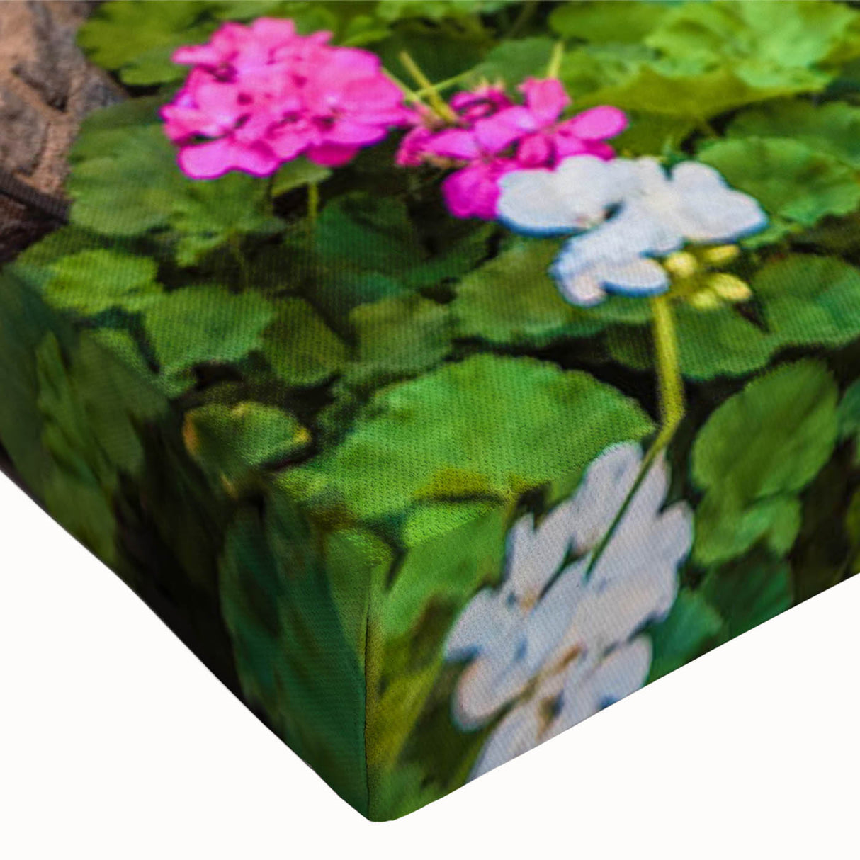 Close-up of a stretched canvas wall art piece showcasing a vibrant landscape design with vivid colors and intricate details, perfect for home decor.