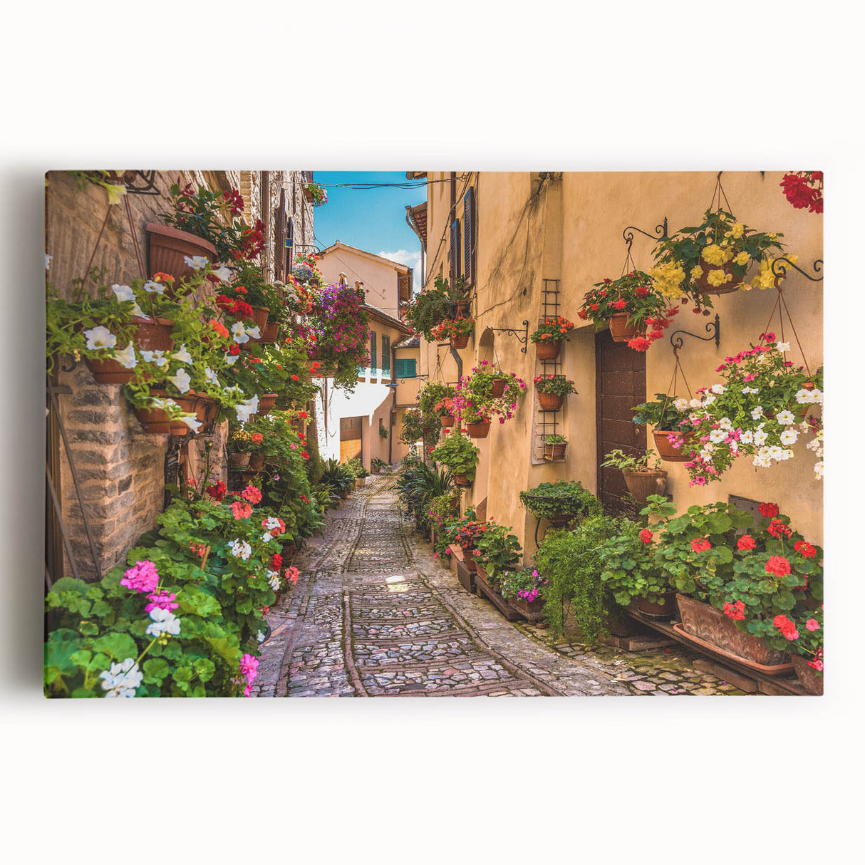 Stretched canvas wall art showcasing a vibrant landscape design with rich colors and intricate details, perfect for home decor and interior styling.