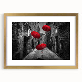 Framed wall art featuring a scenic landscape design with gold accents, elegantly displayed with a white mat, ideal for enhancing home decor aesthetics.