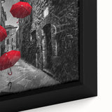 Framed canvas close-up showcasing a vibrant street landscape design with rich colors, ideal for modern home decor. Perfect for adding artistic flair to any room.