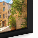 Framed canvas close-up of a vibrant landscape street design from a wall art collection, showcasing intricate details and rich colors, perfect for home decor.