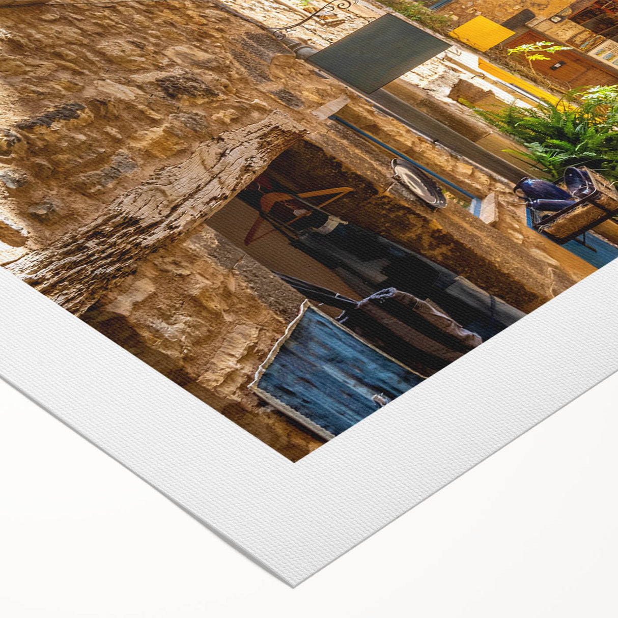 Rolled canvas featuring a vibrant urban landscape design with colorful streets and buildings, perfect for modern home decor, elegantly packaged in a sturdy tube.
